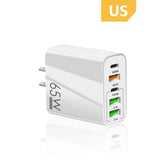  65W 5 Ports Gan USB PD Charger Fast Charge Adapter For MacBook Laptop PD USB Type C Quick Charger For iPhone ipad Xiaomi Samsung Mart Lion - Mart Lion
