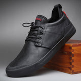 Luxury Low top Men's Vulcanize Shoes Autumn Leather Casual Shoes Korean Breathable Black lace-up Sneaker Mart Lion 8868 all black 38 