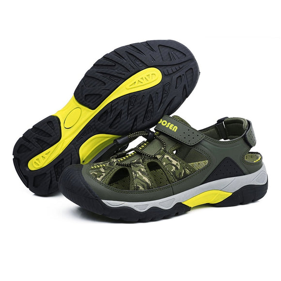 Men's Sandals Breathable Beach Hiking Shoes Thick Sole Closed Toe Aqua Shoes Casual for Fishing