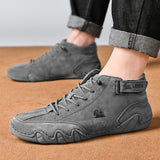 Men's Sneakers Casual Shoes High Top Winter Warm Designer Loafers Lace Up Mart Lion Grey 38 CN