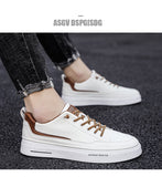 Sneakers Men's Casual Shoes Lightweight Breathable White Tenis Shoes Flat Lace-Up Travel Zapatos Deportivos