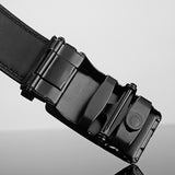 Men's Leather Belt Metal Automatic Belts for Men's Work Black Cow skin PU Mart Lion   