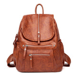 Women Leather Backpacks Vintage Female Shoulder Bag A Dos Travel Ladies Bagpack Mochilas School Girls Mart Lion Brown  