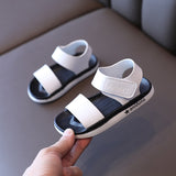 Summer Children's Non-slip Breathable Sandals Boys Casual Soft-soled Beach Shoes Simple Open-toed Baby Sandals Mart Lion White 22 