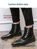 Men's Classic Ankle Boots PU Stitching Color Blocking Casual Party Daily Brock Twist Buckle Retro Shoes Mart Lion   