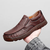 Genuine Leather Handmade Oxford Sole Shoes Men Casual Luxury Brand Loafers Breathable Black Driving Mart Lion Brown 38 
