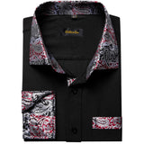 Black Dress Shirts Men's Clothing Long Sleeve Tuxedo Social Casual Splicing Paisley Collar Cuff Men's Shirt Mart Lion   