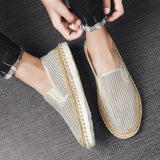 Summer Men's Canvas Shoes Breathable Casual Slip On Hemp Graffiti Espadrilles Women Footwear Flats Mart Lion   