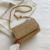 Chain Small Bag Female Simple Autumn And Winter Texture Small Square Bag Net Red Shoulder Crossbody Bag Mart Lion Khaki  