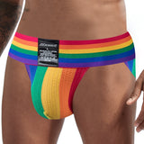 Jockmail Underwear Men's Briefs Slips Penis Pouch Panties Bikini Brief Cueca Gay Hombre Breathable Underpants Rainbow Mart Lion JM380Rainbow M(27-30 inches) 
