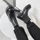 Autumn Boots for Men's Platform Chelsea Boots Split Leather Ankle Boots Male Thick Bottom Black