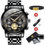 Men Watches Classic Roman Scale Dial Luxury Wrist Watch Quartz Waterproof Luminous Male reloj Mart Lion all black China 