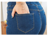  Women's Elastic Waist Skinny Jeans High Waist Curvy Mom Jeans Casual Vintage Denim Pencil Pants Lady Trousers Mart Lion - Mart Lion