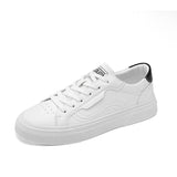 Sneakers Men's Flats Leather Casual Vulcanized Up Autumn Running Sports Shoes Mart Lion white 39 