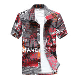 Men's Hawaiian Shirt Casual Colorful Printed Beach Aloha Short Sleeve Camisa Hawaiana Hombre Mart Lion 11 red Asian 2XL for 80KG 