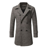 Winter Warm Men's Trench Coats and Jacket Classic Plaid Double Breasted Tweed Outwear Windproof Jaqueta Masculina Mart Lion   