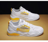 Men's Shoes Sports Casual Mesh Breathable Lace Up Running Student Cross Border Foreign Trade Mart Lion F130 White yellow 39 
