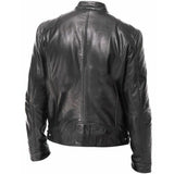Men Autumn Winter PU Jacket Leather Slim Fit Stand Collar Anti-wind Motorcycle Lapel Diagonal Zipper Mart Lion   