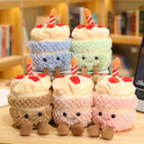 Cute Fluffy Smile Strawberry Cake Plush Toy Stuffed Soft Plushie Simulation Dessert Birthday Cake Doll Toys for Kids Girls Mart Lion   