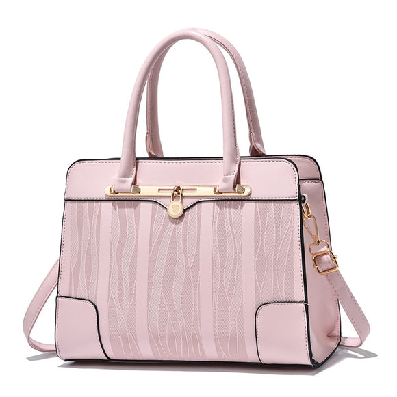 Leather Handbags Women Casual Female Bags Trunk Tote Shoulder Ladies Bolsos Mart Lion Pink  NV89 30x14x23cm 