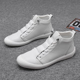 Genuine Leather Shoes Men High Top Sneakers White Cool Street Young Footwear Sneakers Mart Lion high top white 38 
