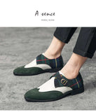 Monk Shoes Men's PU Stitching Casual Party Daily Faux Suede Plaid Single Buckle Classic Dress Mart Lion   