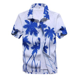 Aloha Hawaiian Shirt Men's Clothes Summer Camisa Havaiana Coconut Tree Printed Short Sleeve Men's Beach Wear Mart Lion 06 blue Asian 2XL for 80KG 
