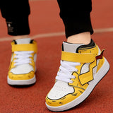 Yellow Boys Skateboard Shoes Girls High Top Wear-resisting Sneakers for Kids Winter Basketball Basket Enfant Mart Lion   