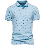 Cotton Men's Polo Shirts Triangle Print Short Sleeve Golf Wear Mart Lion LightBlue EUR S 60-70kg 