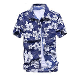 Aloha Shirts Men's Clothes Summer Camisa Havaiana Colorful Printed Short Sleeve Hawaiian Beach Shirts Mart Lion 07 White flower 2XL for 180CM 80KG 