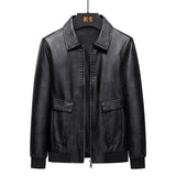Men's Autumn Causal Vintage Leather Jacket Coat Outfit Design Motor Biker Zip Pocket PU Leather Jacket Mart Lion Black M 