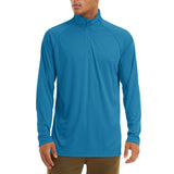 Men's Sun/Skin Protection Long Sleeve Shirts Anti-UV Outdoor Tops Golf Pullovers Summer Swimming Workout Zip Tee Mart Lion Blue Green CN size L (US M) CN