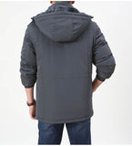 Men's Thick Fleece Winter Waterproof Jacket Fur Hooded Warm Snow Parkas Streetwear Golf Coat Clothing