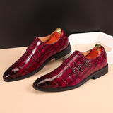 Casual Leather Shoes Men's Buckle Square Toe Dress Office Flats Wedding Party Oxfords Mart Lion   