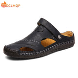 Summer Men's Sandals Outdoor Non Slip Soft Slippers Leather Beach Sandals Classic Roman Flat Wading Shoes Mart Lion   
