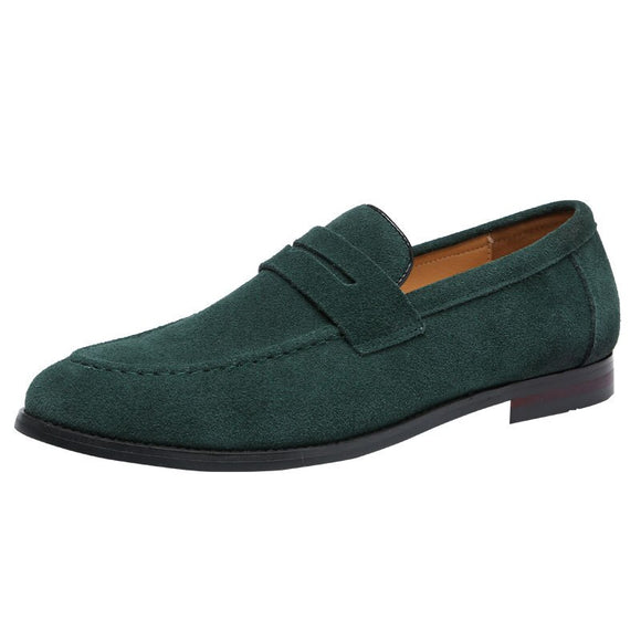  Classic Style Frosted Leather Men's Soft Loafers Flats Driving Shoes Slip on Loafers Moccasins Green Casual Mart Lion - Mart Lion
