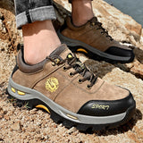 Leather Hiking Shoes Autumn Wear-resistant Outdoor Sport Men's Lace-Up Climbing Trekking Hunting Sneakers Mart Lion   