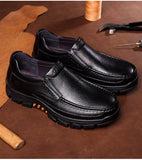 Handmade Genuine Leather Shoe Men Loafers Soft Cow Leather Thick Sole Casual Male Footwear Black Brown Slip-on Mart Lion   