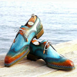 Brogue Shoes Men Classic Wild Casual Round Head Carved Lace PU Multicolor Dress Mart Lion   