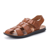 Men's Sandals Summer Premium Leather Lightweight Breathable Beach Designer Sandals Mart Lion S201RedBrown 40 