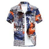 Aloha Shirts Men's Clothes Summer Camisa Havaiana Colorful Printed Short Sleeve Hawaiian Beach Shirts Mart Lion 10 blue 3XL for 185CM 87KG 