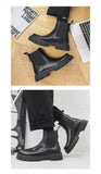 Autumn Boots for Men's Platform Chelsea Boots Split Leather Ankle Boots Male Thick Bottom Black Mart Lion   