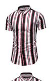 Vertical Stripe Shirt Men's Short Sleeve Slim Button Formal Dress Camisa Casual Hombre Beach Shirt Men's Blouses Tops Mart Lion   