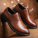 Men Classic Retro Derby Shoes Men's Lace-Up Dress Office Heighten Leather Wedding Oxfords Mart Lion Brown 37 China