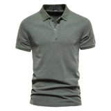 100% Cotton Solid Color Men's Polo Shirts Casual Short Sleeve Turndown Streetwear Mart Lion Green EUR S 50-60kg 