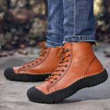 Outdoor Walking Boots High-top Mountain Hiking Men's Shoes Big Bag Head Outdoor Martin Boots Two Layers of Cowhide