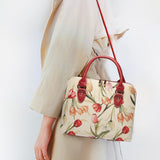 Tapestry Handbag Satchel Bag Shoulder Crossbody Messenger office worker ladies with Tulip Flower Design Mart Lion   