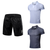 Men's Tracksuit Sportswear Suit T-Shirt and Shorts Pants Gym Equipment Clothing Football Training Set Jogging Running Mart Lion White Grey n 1 pant M 