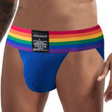 Jockmail Underwear Men's Briefs Slips Penis Pouch Panties Bikini Brief Cueca Gay Hombre Breathable Underpants Rainbow Mart Lion JM380BLUE M(27-30 inches) 