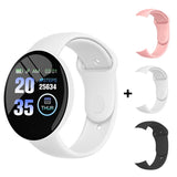 D18 Pro Smart Watch Men Women Bluetooth Fitness Tracker Bracelet Sport Heart Rate Blood Pressure Kids Smartwatch for IOS Android Mart Lion White Add 3 Strap  